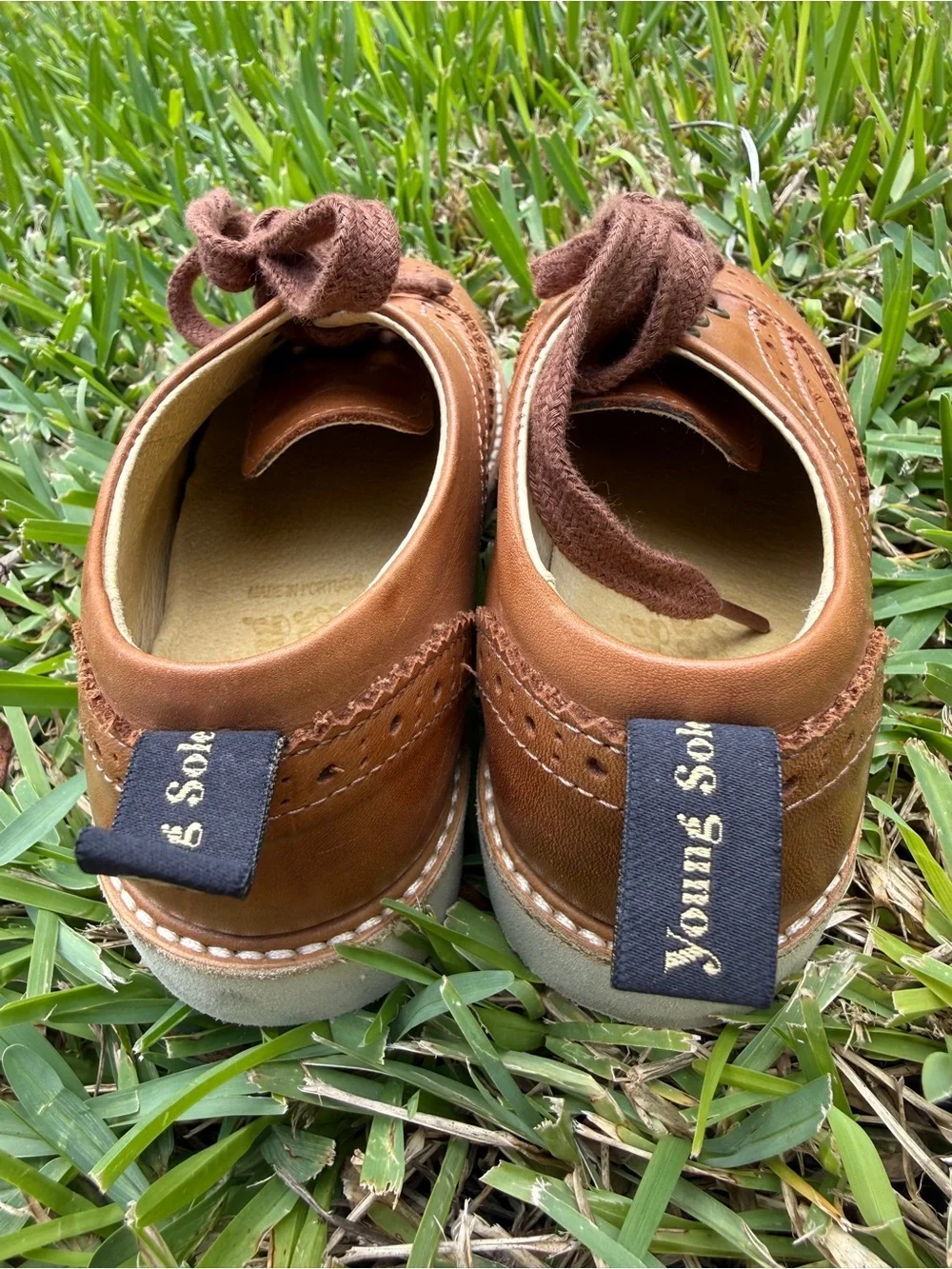 Brando Brogue Kids Shoe Tan Burnished Leather